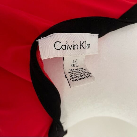 Calvin Klein Burnt Orange Notched Collar 3/4 Bell Sleeves Gold Hardware Top Sz L - Picture 6 of 7